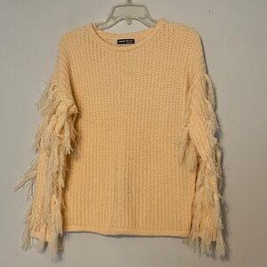 SHEIN Cream Fringe Sweater